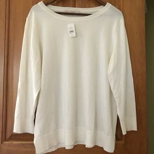 Loft cream cotton sweater size XL NWT